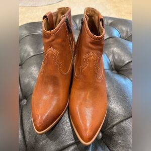Frye Tan Leather Western Booties